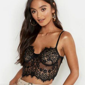 NWT Boohoo Premium Lace Bralet (S, Black)